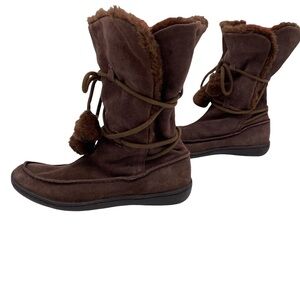 STEVE MADDEN Brown Suede Faux Fur Iglou Boots Size 9 - EUC